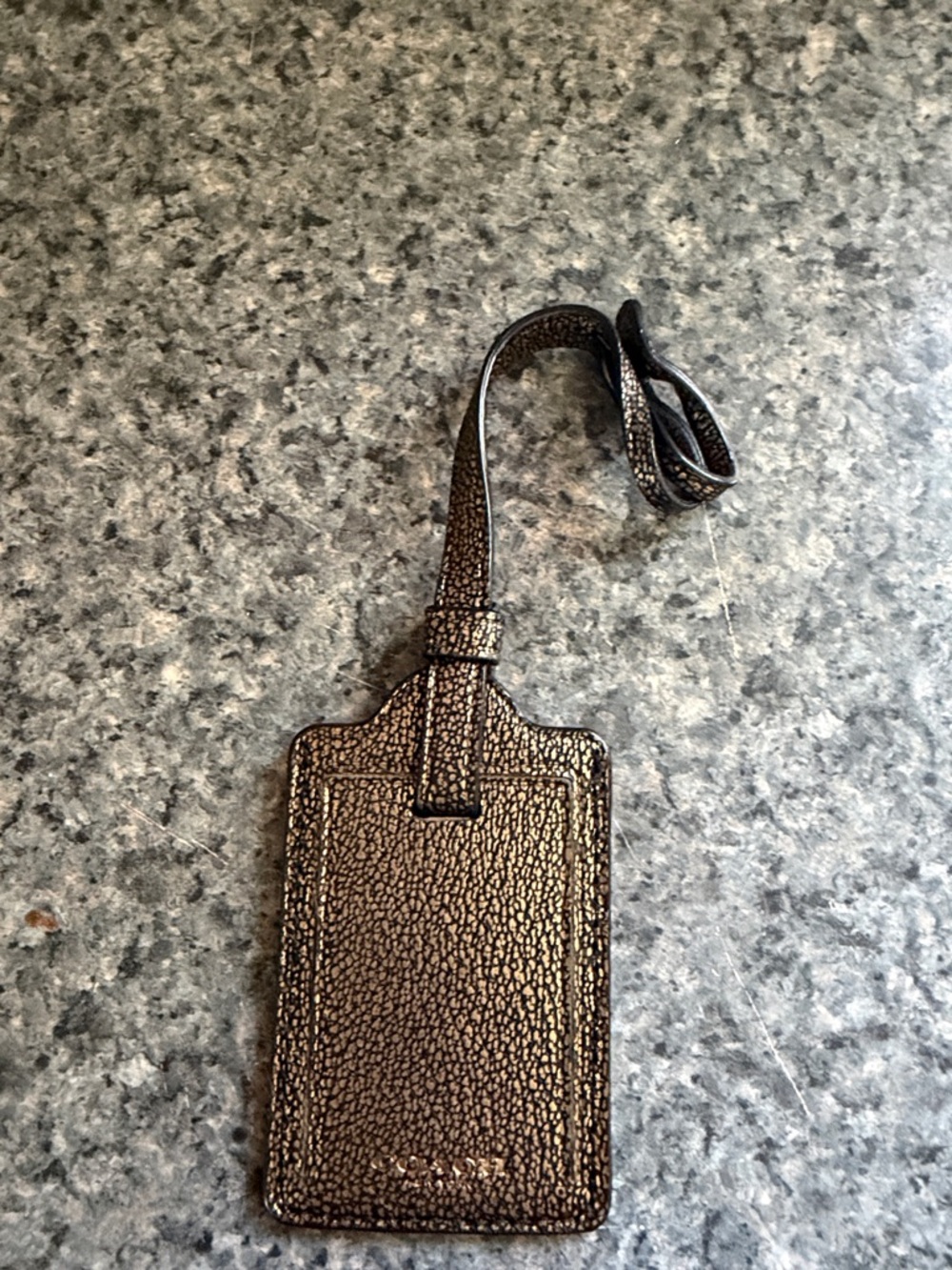 Coach brand Metallic Pebbled Luggage Tag with Strap